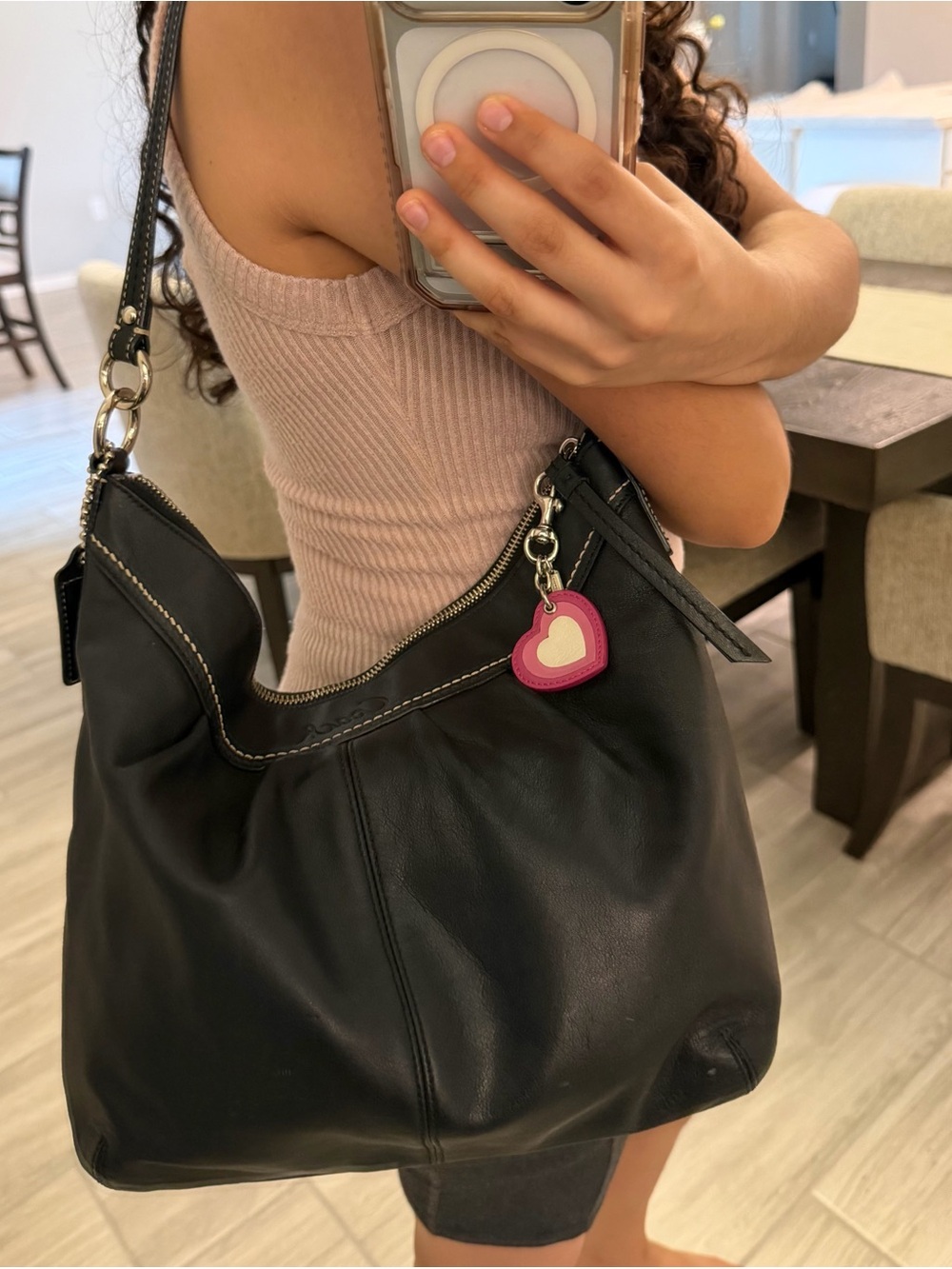 Coach slouchy black leather shoulder bag